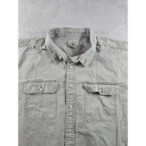 LL Bean Button Up Shirt Mens XXL Green Short Sleeve Cotton Workwear 0 FCW9